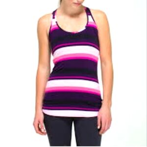 Womem's Lululemon Cool Racerback Assorted Stripe Coral Tank, Size 6